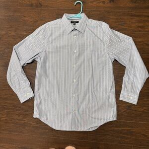 BANANA REPUBLIC BLUE GREEN WHITE Men's Striped BUTTON DOWN Shirt